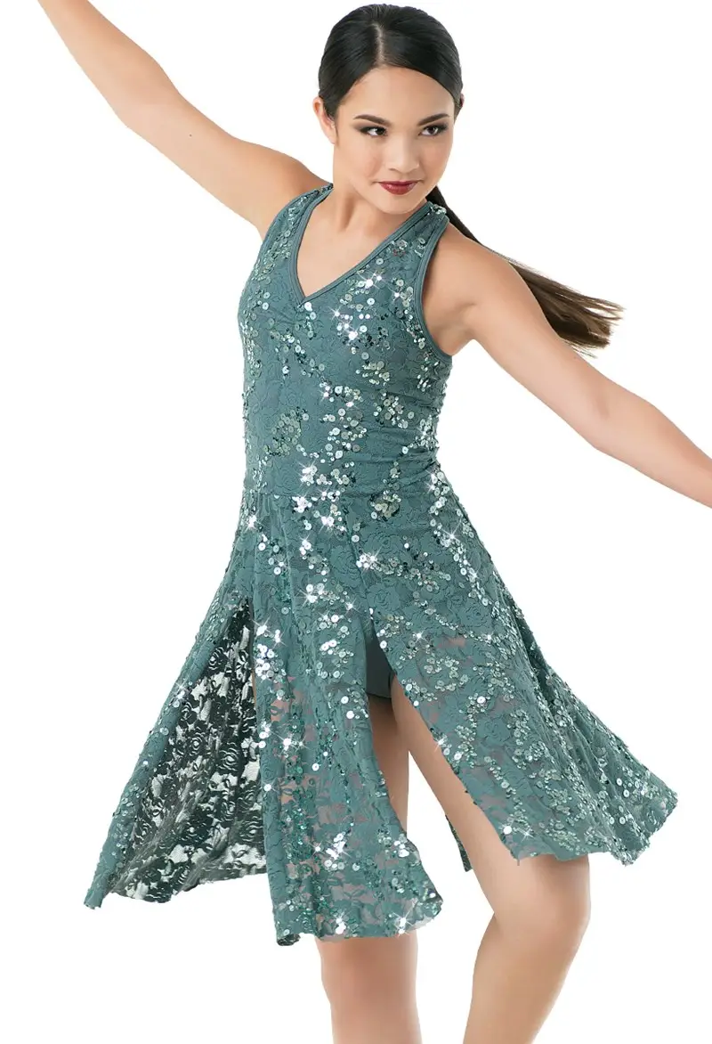 Weissman | Halter V-Neck Dress w/ Lace Skirt Weissman | Halter V-Neck Dress w/ Lace Skirt