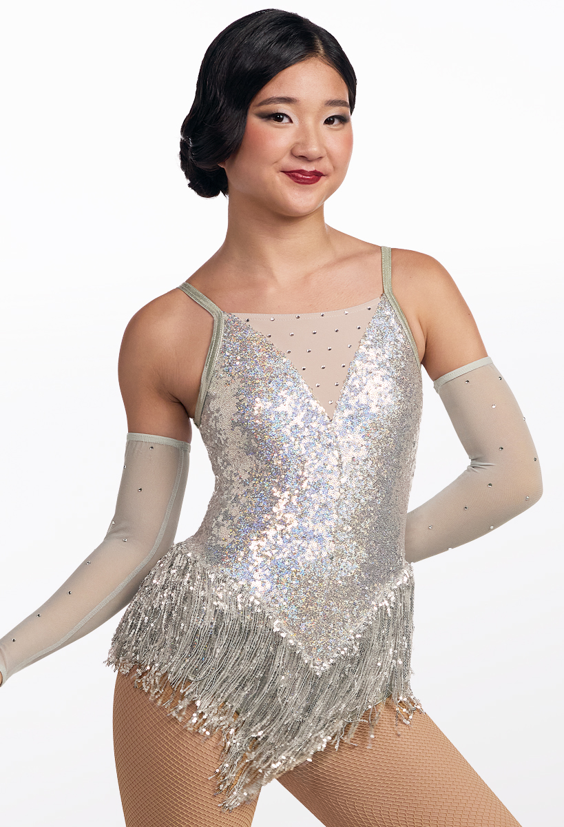 showman Applique Neckline Sequin Fringe Dress | Weissman®