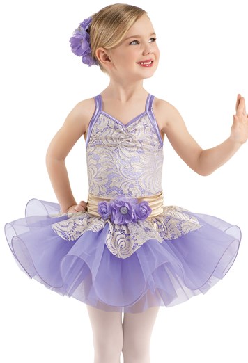 Weissman® | Metallic Lace Ballet Dress w/ Rosettes