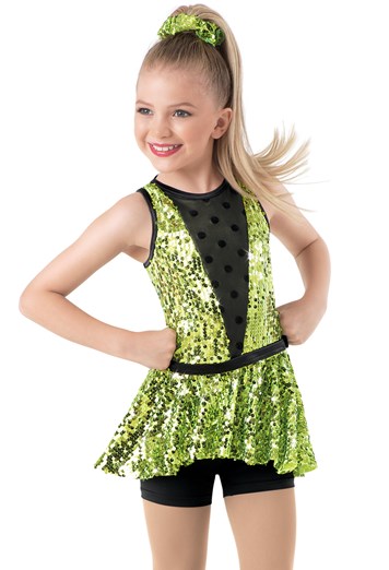 Weissman® | Ultra Sparkle V-Neck Peplum Biketard