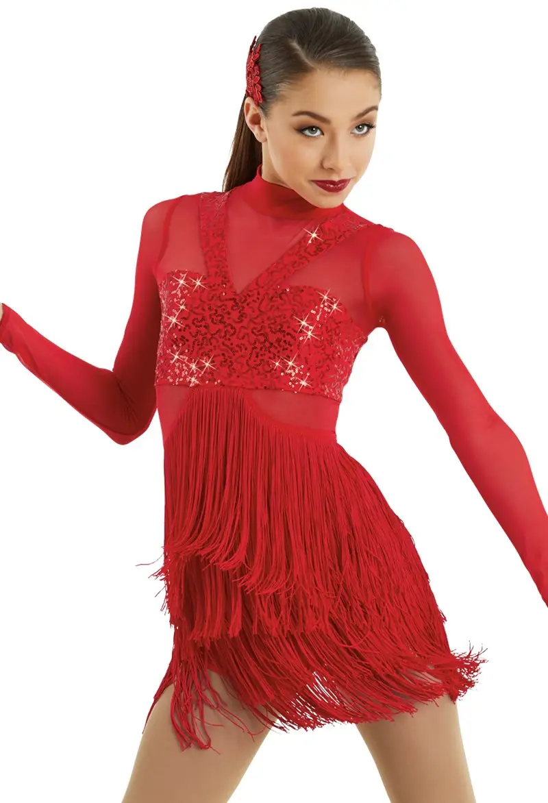 fitted lace wedding dress Red fringe mini dress – Judy Sanderson main image 0