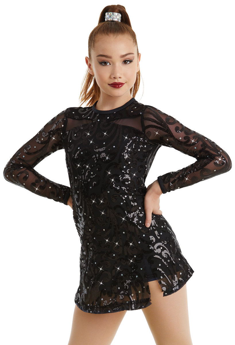 WEISSMAN Dance Costume outlet black sequin dress SHAKE YOUR GROOVE THING 13584 LC