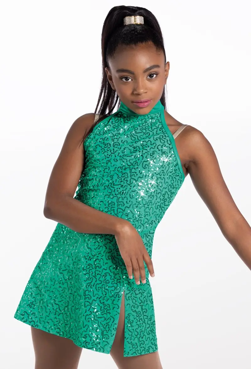 white christmas dresses Sequin Mock Neck Mermaid Hem Evening Dress Silver / S main image 1