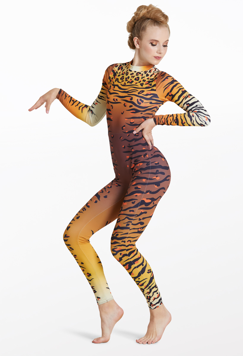 Long Sleeve Jungle Cat Printed Unitard Weissman