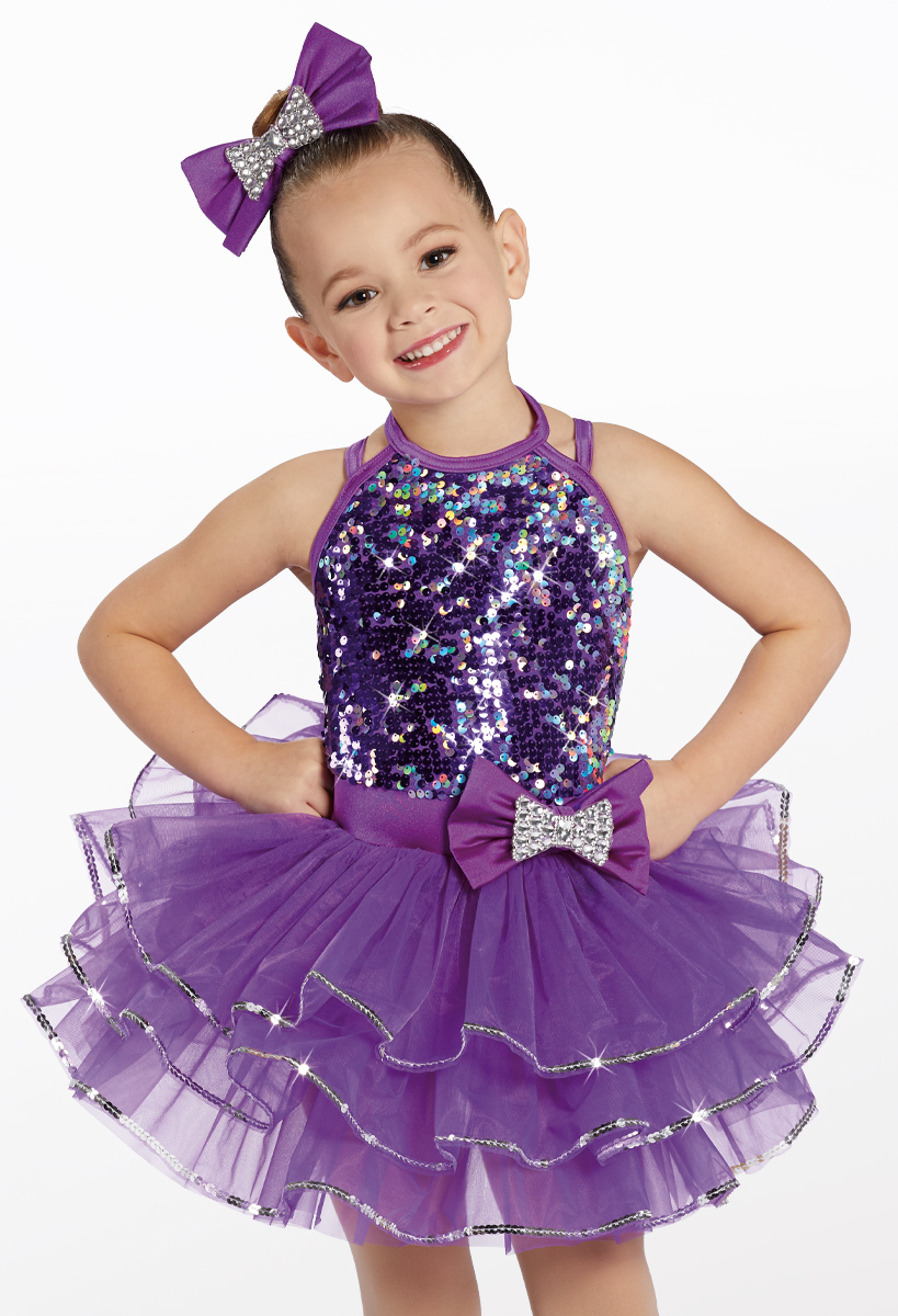 Weissman dance costume dress discontinued style store blue purple tutu child MC 10/12