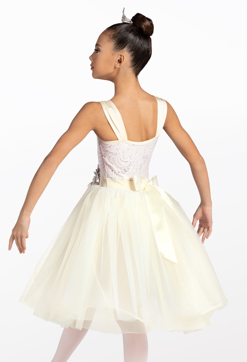 slim fit dress slacks Kids White Dress with Gold Details + Hair Ribbon + Tutu Skirt 8 US Numeric main image 1