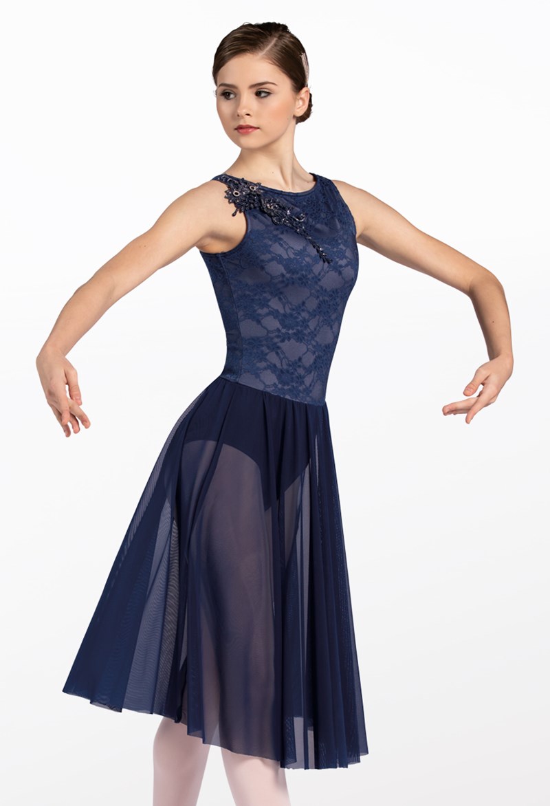 Lace Overlay Mesh Midi Skirt Dress | Weissman®