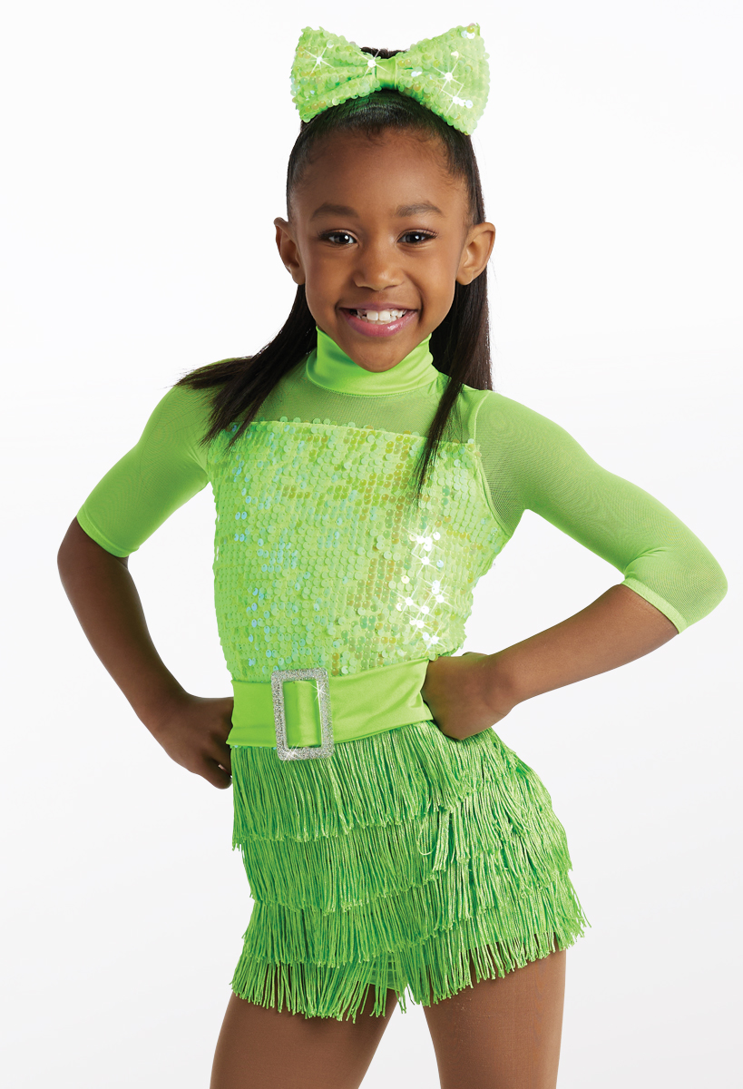 WEISSMAN Balera Dance 2024 red sequin Costume KEYHOLE FRONT FRINGE D10969 child MC