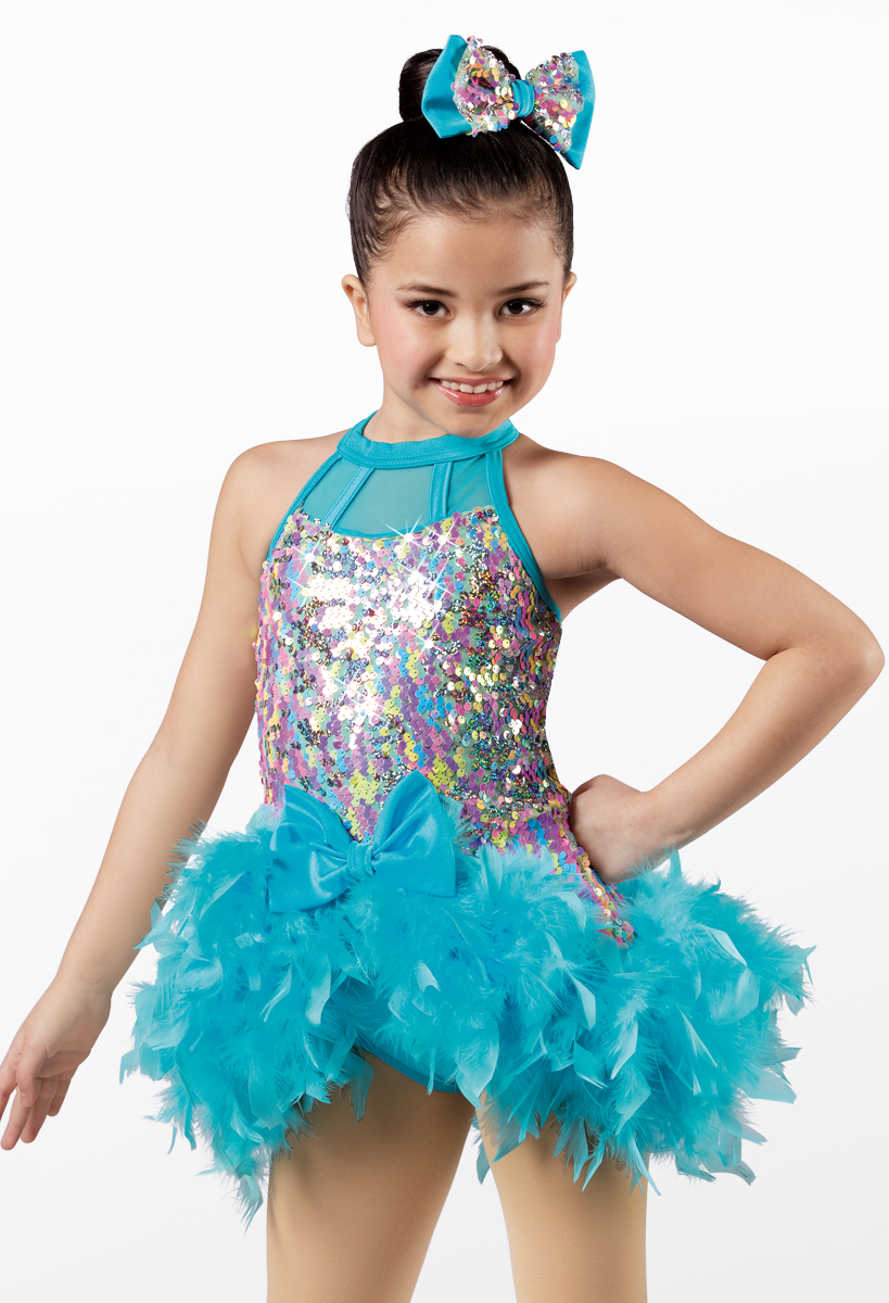 Outlets Weissman Elite dance costume pale blue sequin Stubborn Love 14295 Adult SA