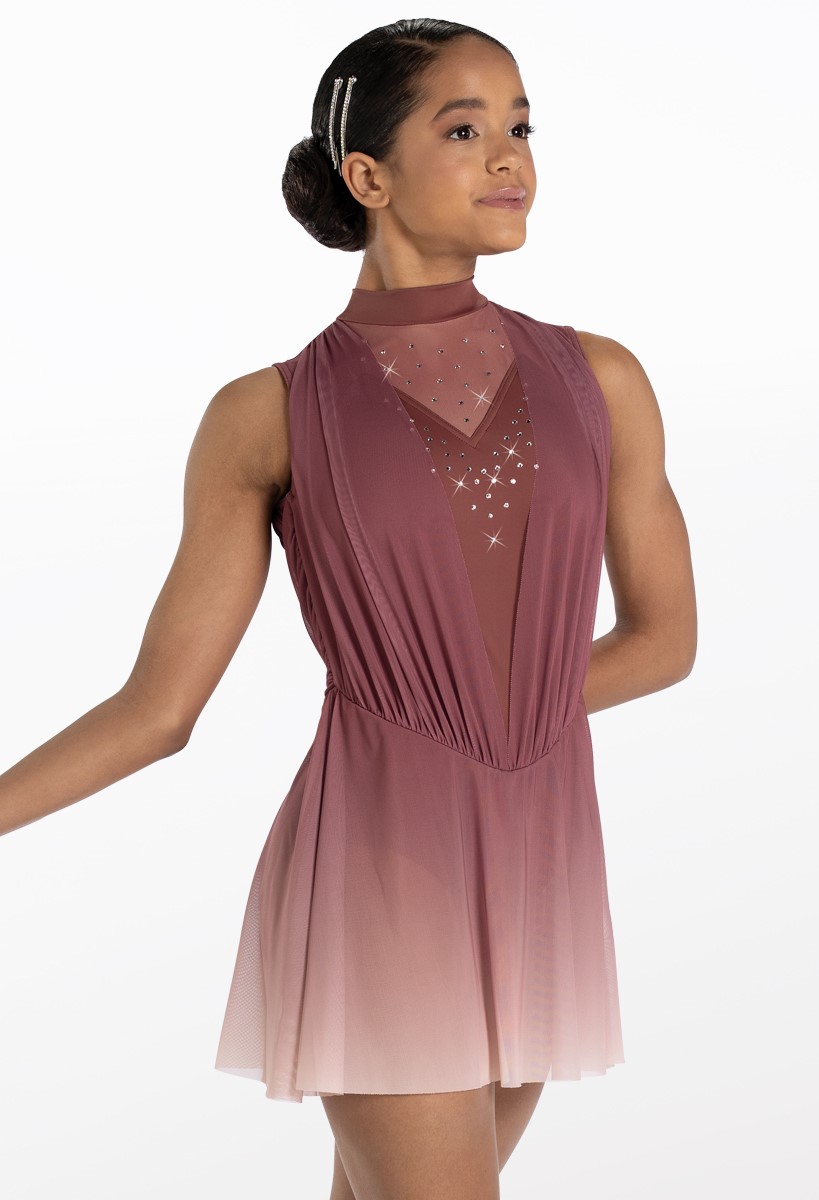 WEISSMAN Purple factory Flowing Dance-wear Sleeveless V-Neck Dance Costume Dress