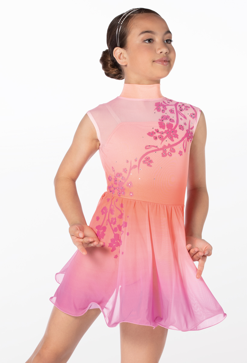CAMISOLE DOUBLE FRONTED LYRICAL DANCE DRESS WITH A FLOATY SOFT STRETCH NET SKIRT 