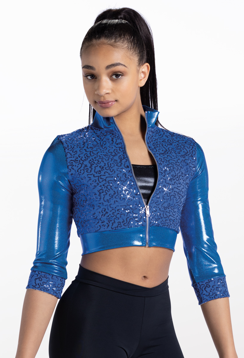 Blue sequin jacket best sale