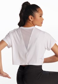 Cropped Mesh V-Back Tee