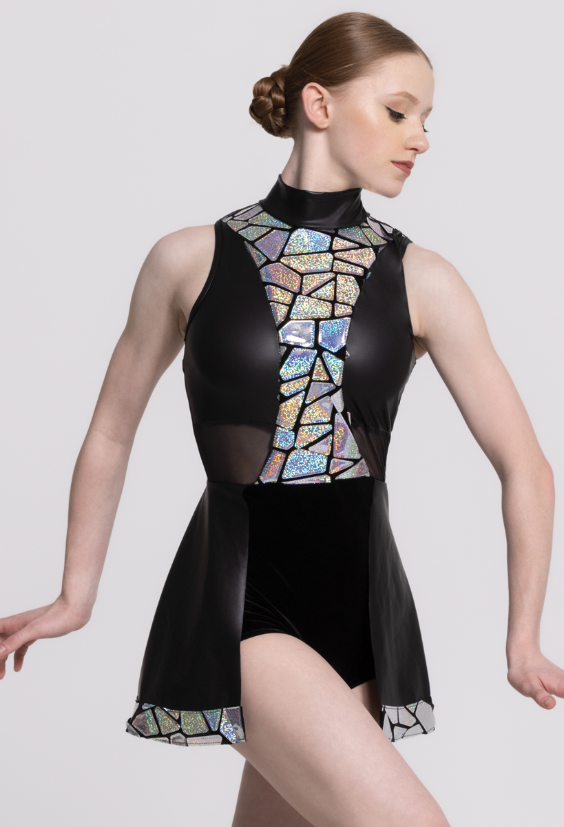 Weissman black velvet stoned outlet leotard