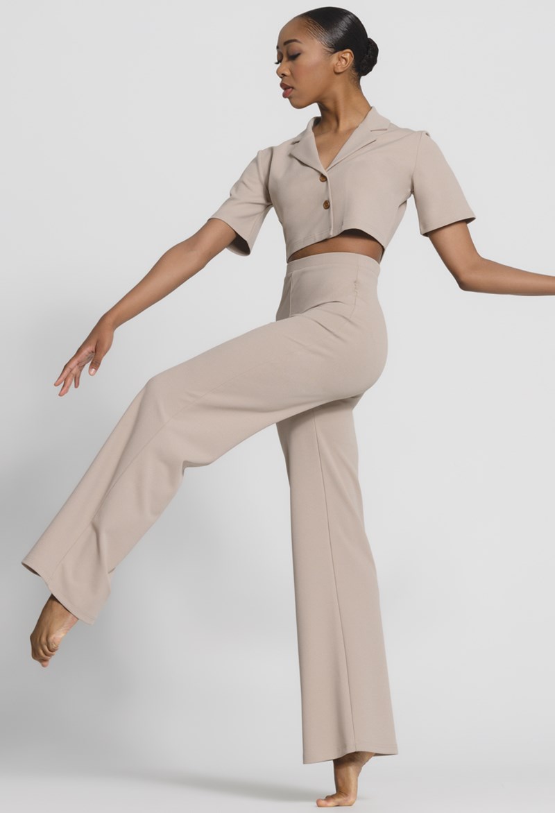 BEIGE MIDRIFF WITH SHEER DANCE PANTS - The Costume Closet