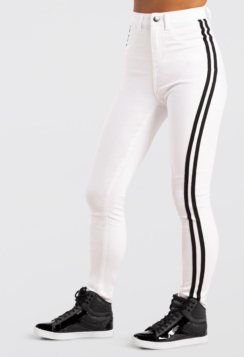 White sales striped jeggings