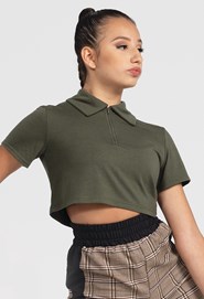 Obsessions #H5311 Girls Hip Hop Green Top Net Sleeve- Black Hip