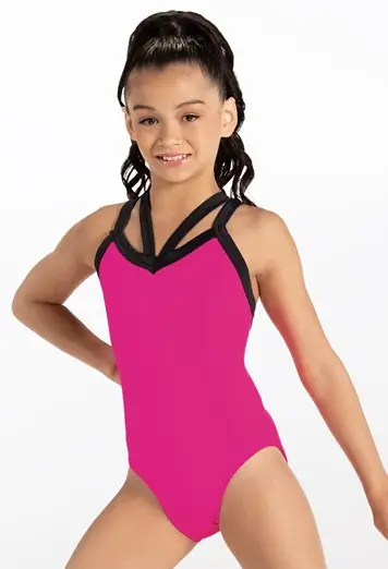 Contrast Color Strappy Leotard