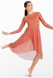 YEAHDOR Womens Illusion Deep V Neck Figure Skating Dress Strappy Back  Leotard Dress Sheer Mesh Modern Lyrical Dance Costume 
