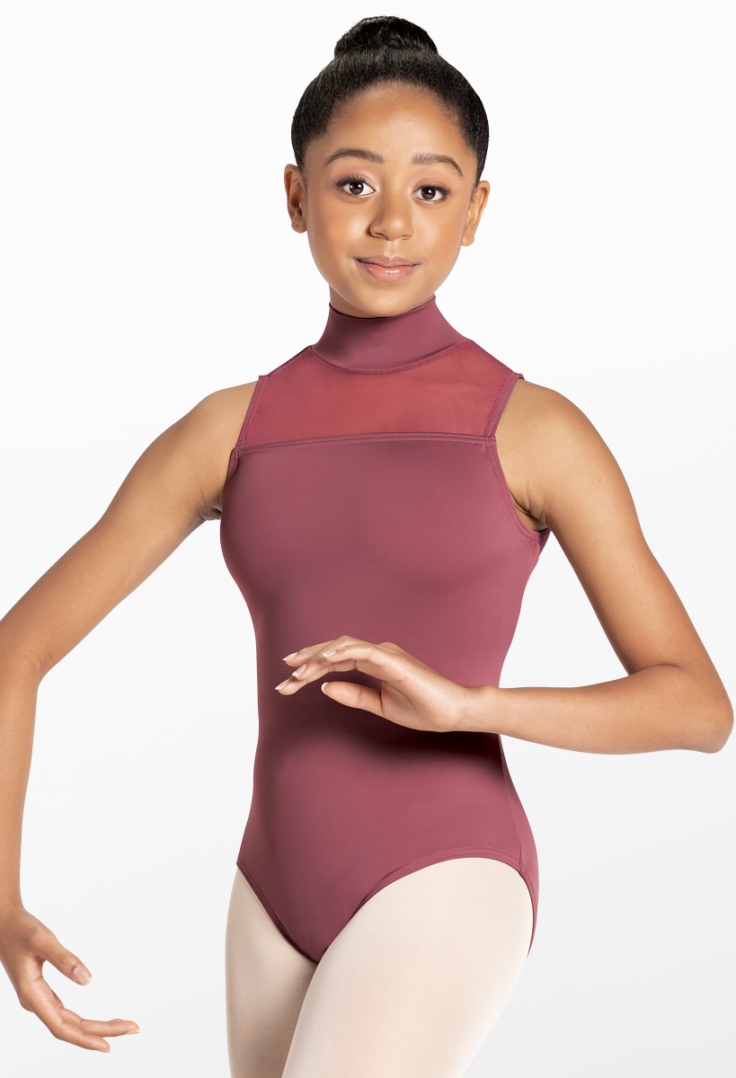 Mock Neck Mesh Inset Dance Leotard | Weissman®