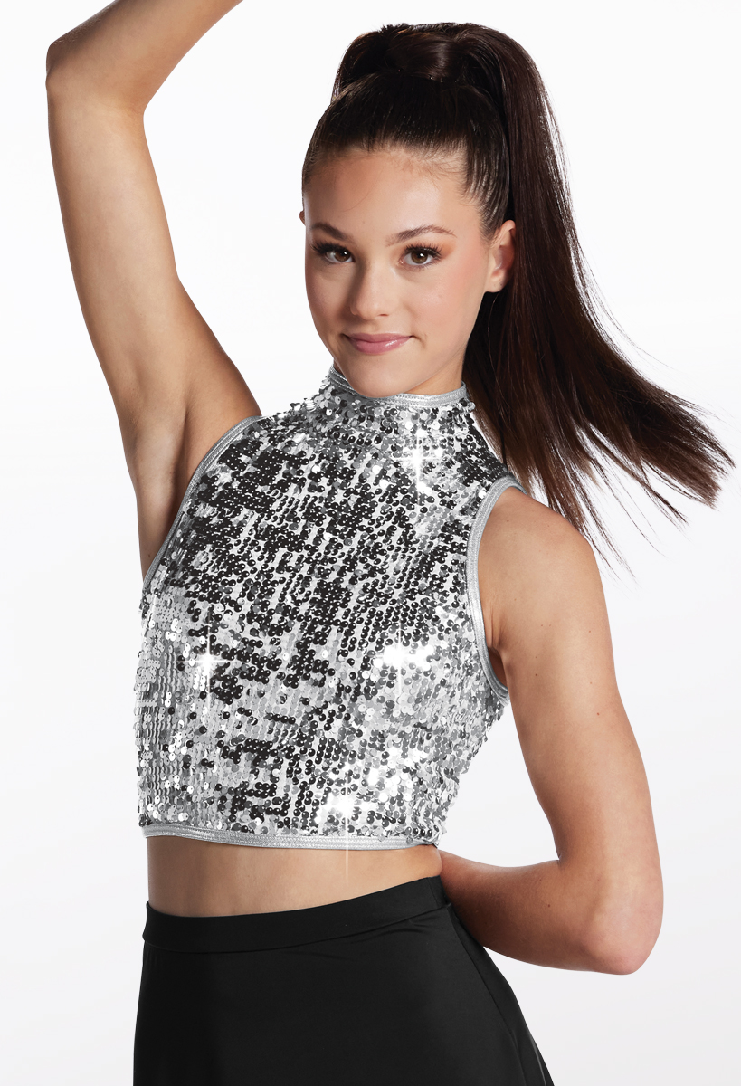 silver sequin dance top