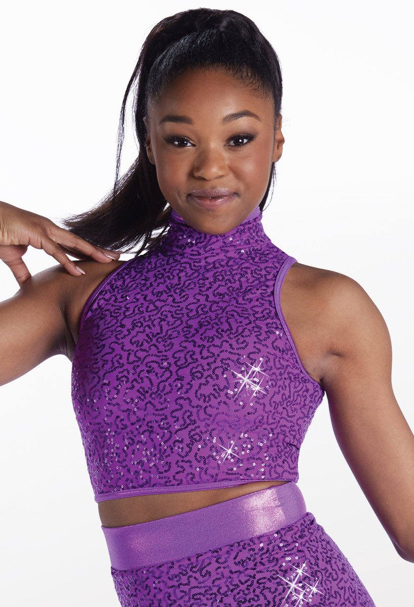purple sequin bandeau top