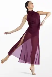 Printed Cap Sleeve Mock Neck Leotard | Balera™