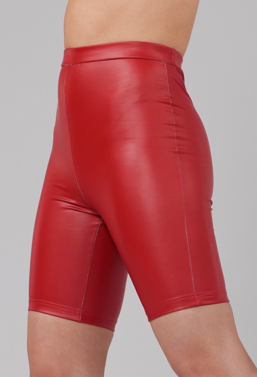 Stretch Vegan Leather Bike Shorts | Weissman®