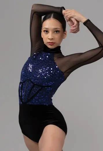 Sequin Metallic Caged Waist Leotard Weissman®