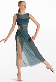 Double-Strap Lace Inset Mesh Dress