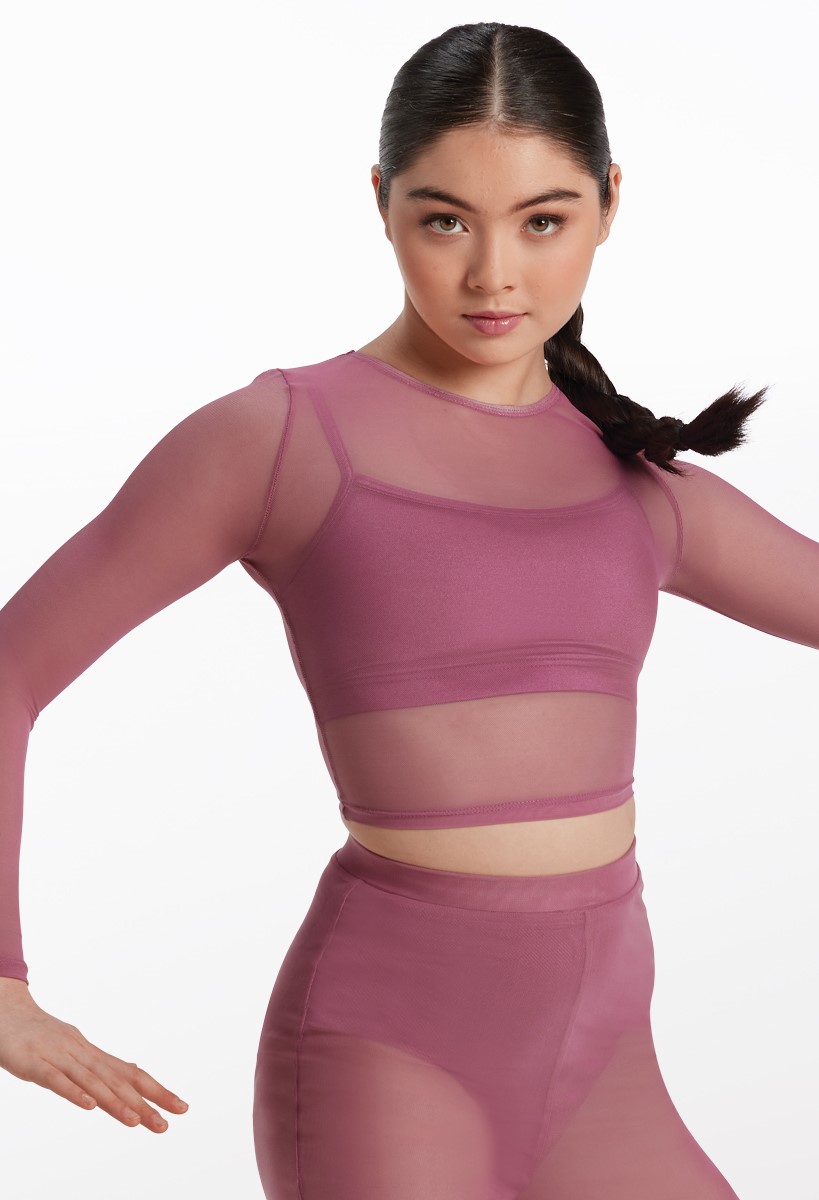 Power Mesh Long Sleeve Crop Top | Weissman®