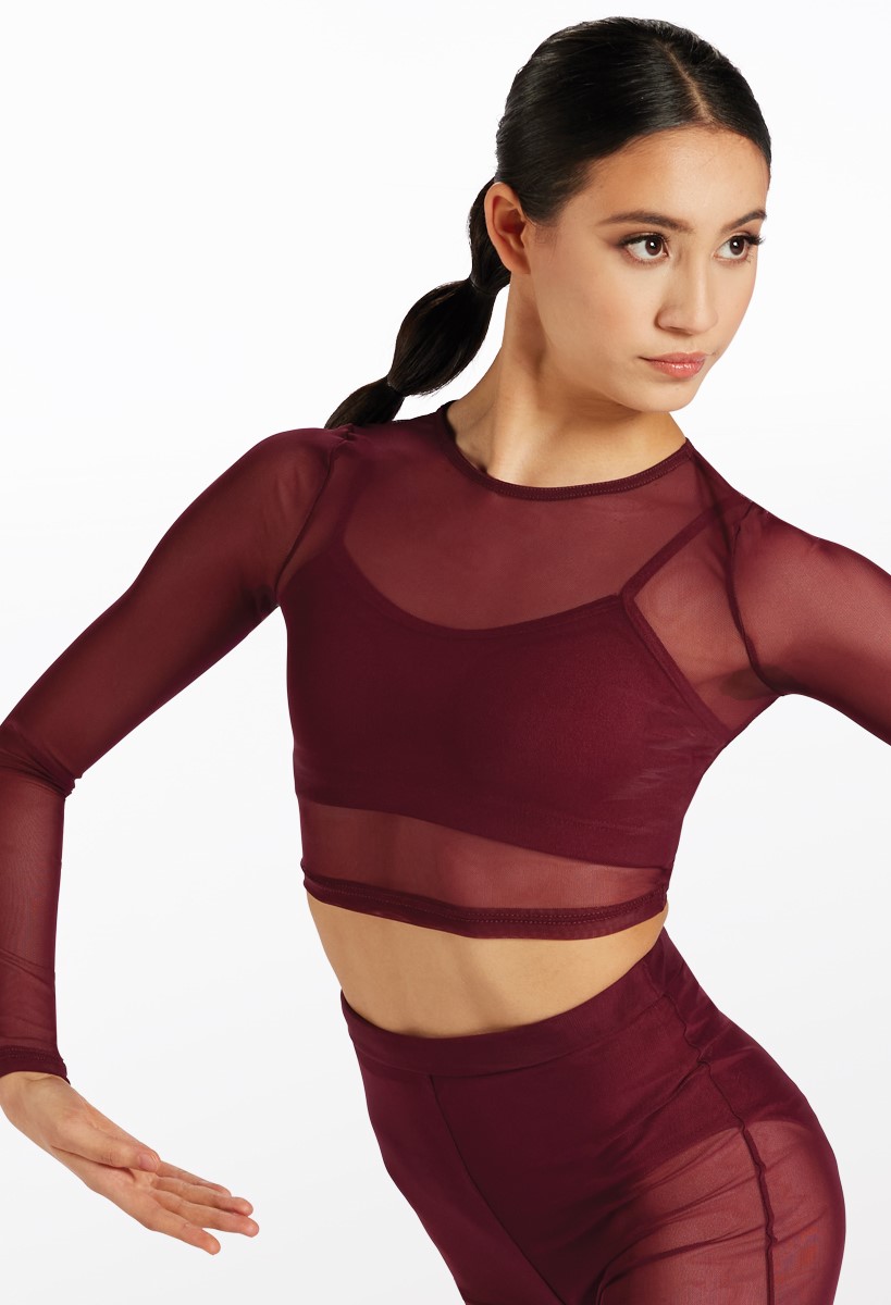Power Mesh Long Sleeve Crop Top | Weissman®