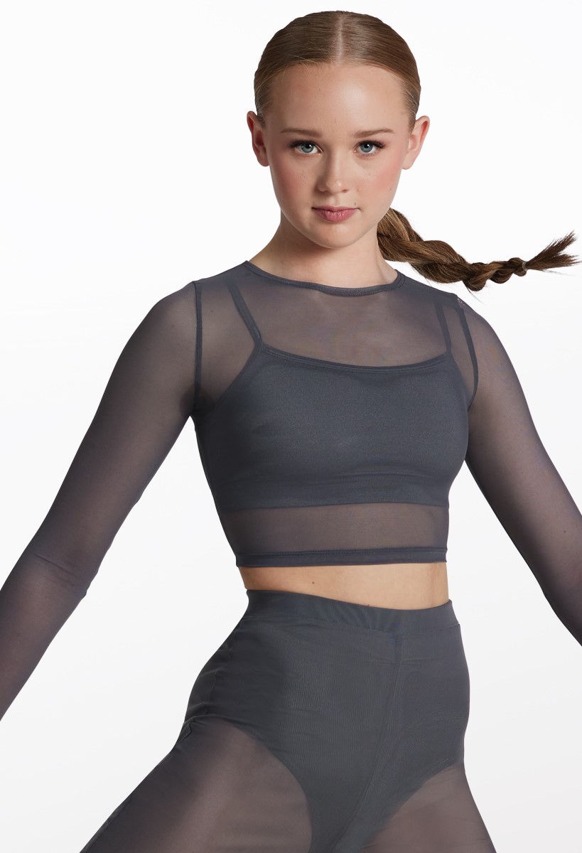 Power Mesh Long Sleeve Crop Top | Weissman®