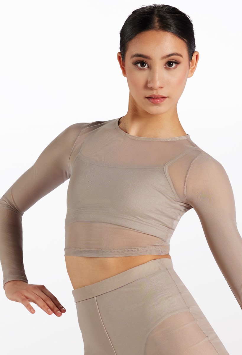 Power Mesh Long Sleeve Crop Top | Weissman®