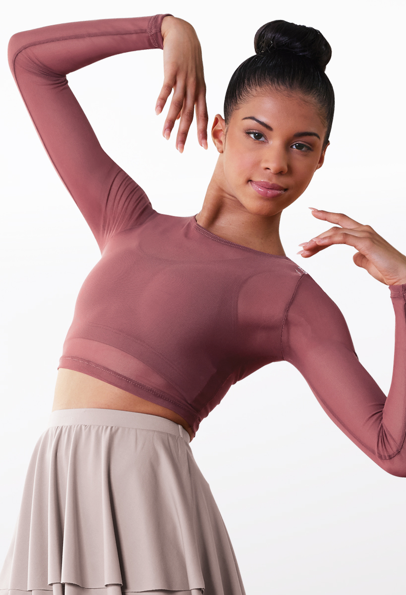 Power Mesh Long Sleeve Crop Top | Weissman®