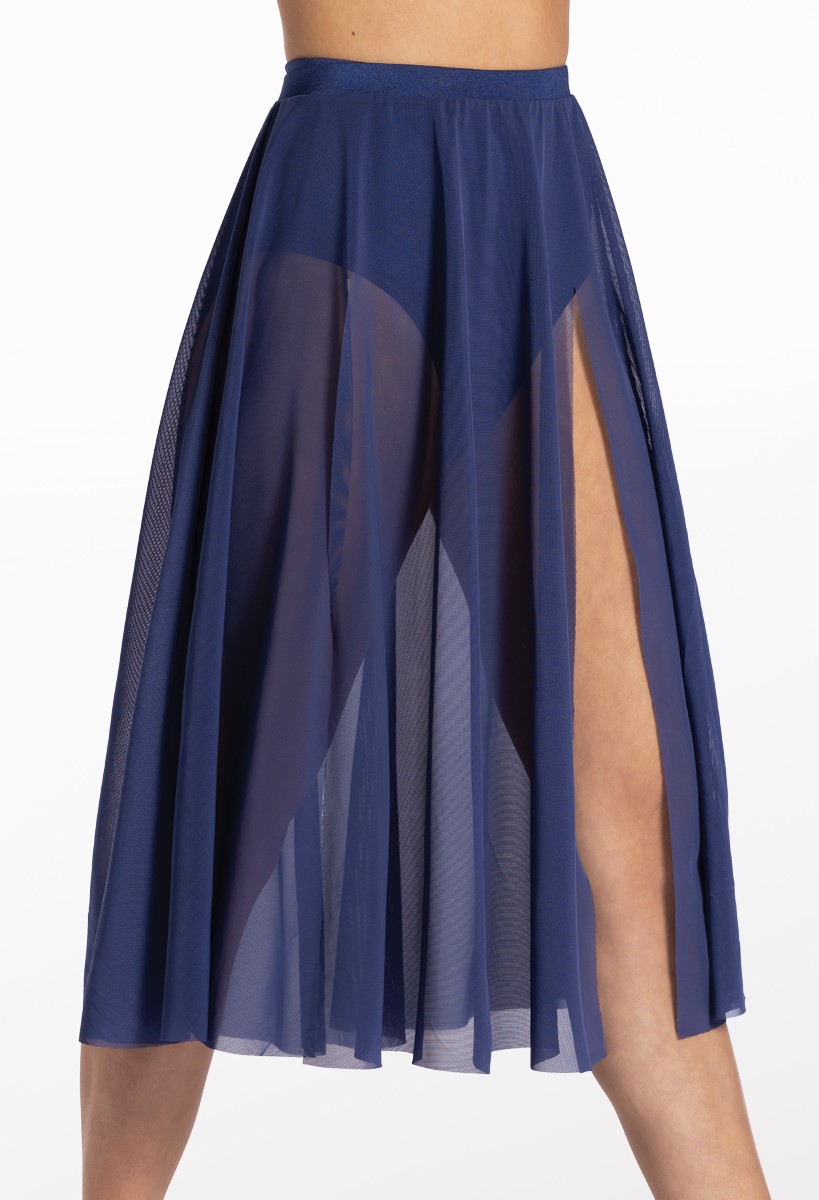 Power Mesh Front Slit Midi Skirt | Weissman®