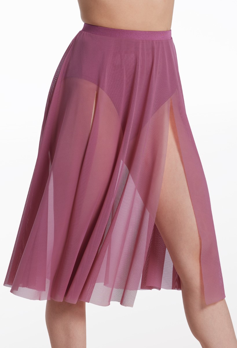 Power Mesh Front Slit Midi Skirt | Weissman®