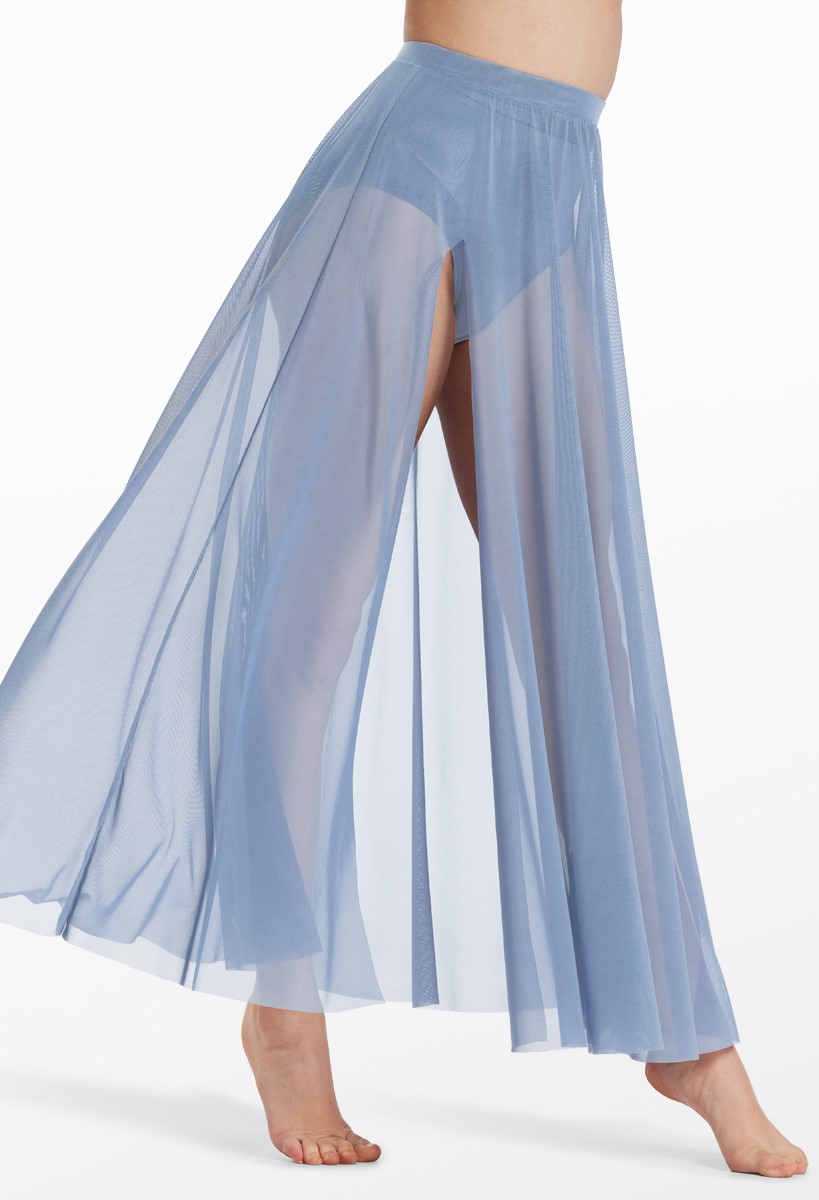 Power Mesh Front Slit Maxi Skirt | Weissman®