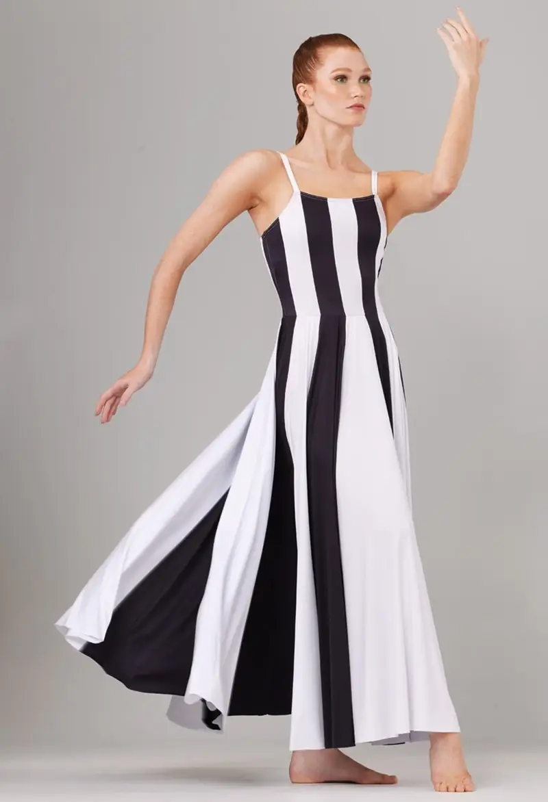 white and black halter dress BEAU BLACK STRIPE HALTER MIDI DRESS – DISSH main image 0
