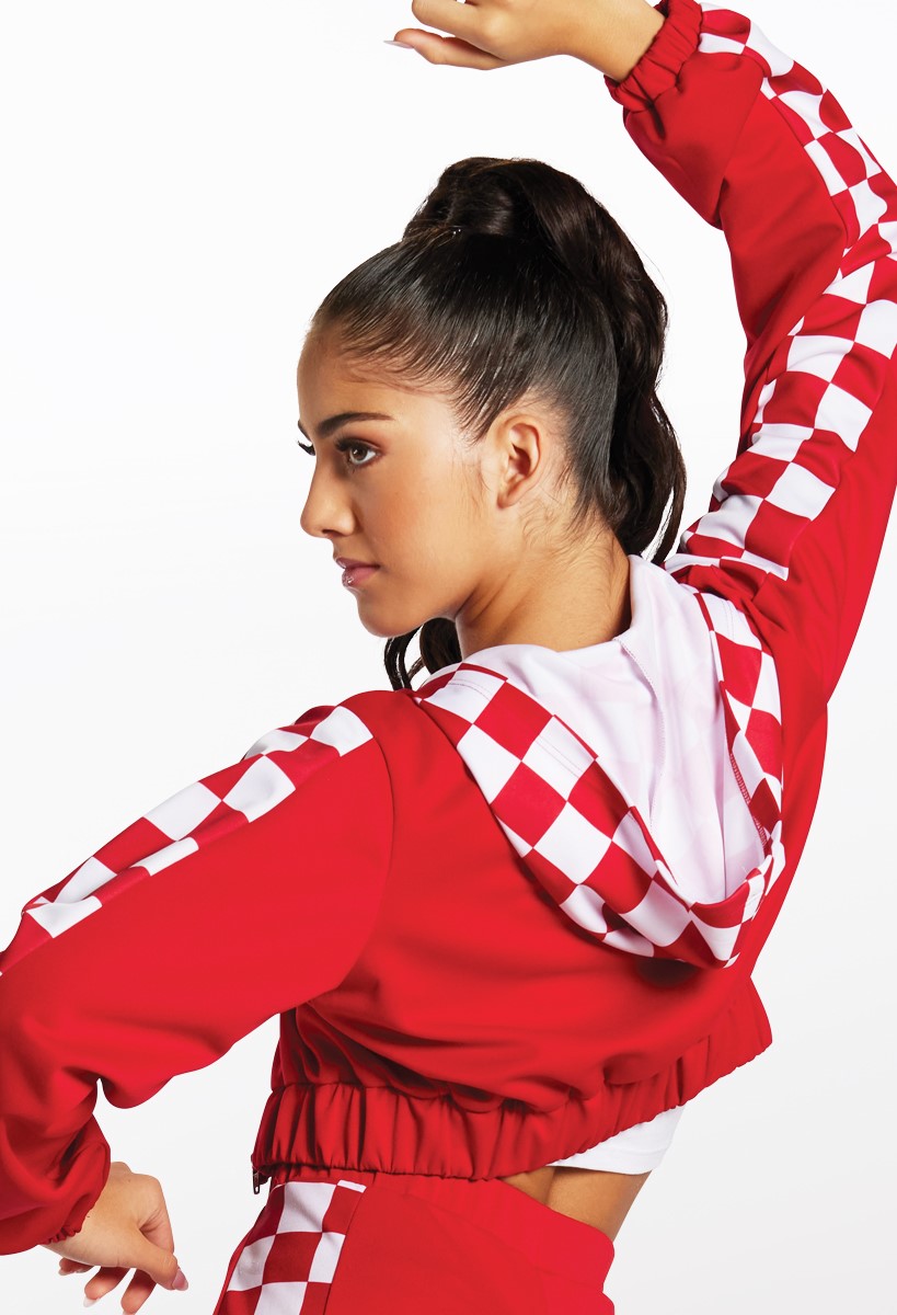 Checkered Print Zip-Up Hooded Jacket | Balera™ Checkered Print Zip-Up Hooded Jacket | Balera™