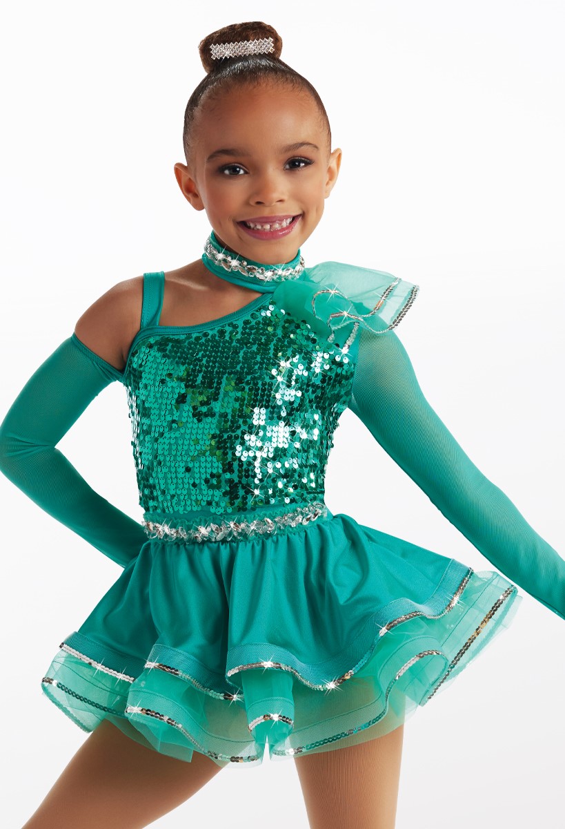 Asymmetric Mock Neck Sequin Jazz Dress | Weissman®