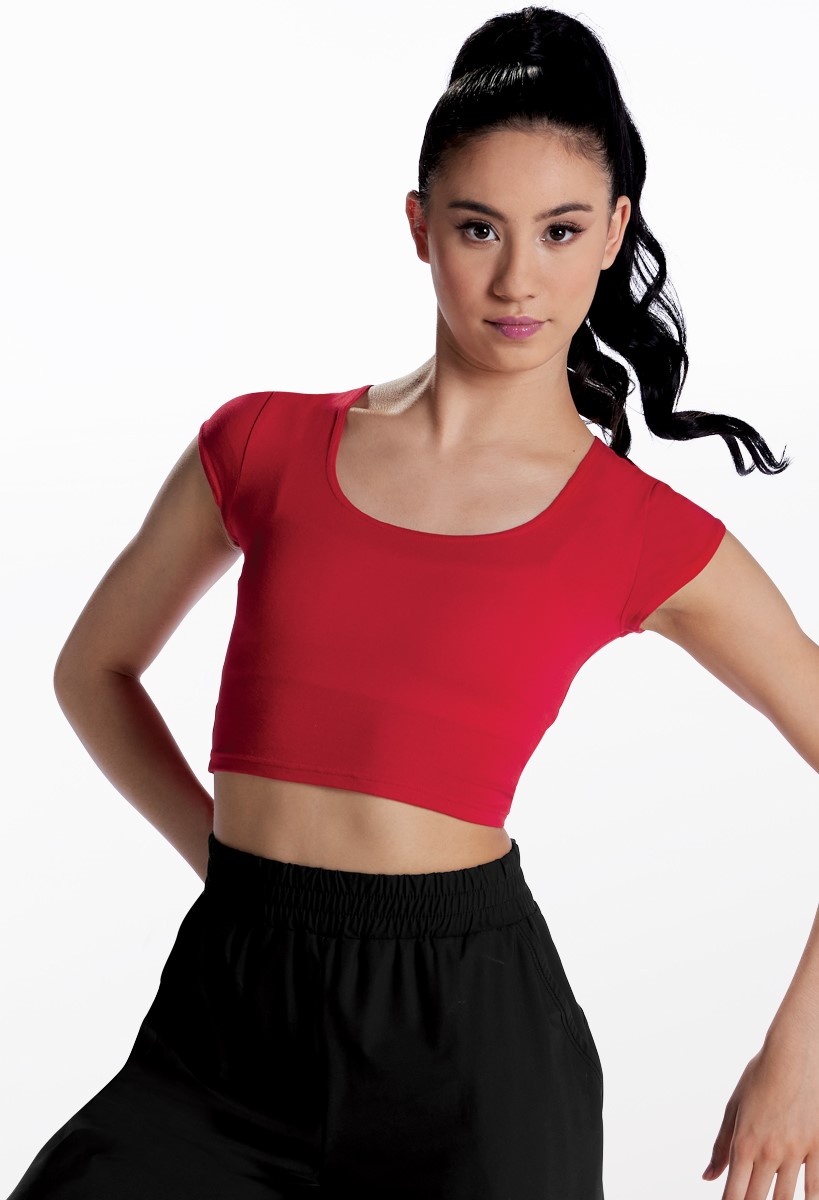 Cotton Scoop Neck Cropped T-Shirt | Weissman®