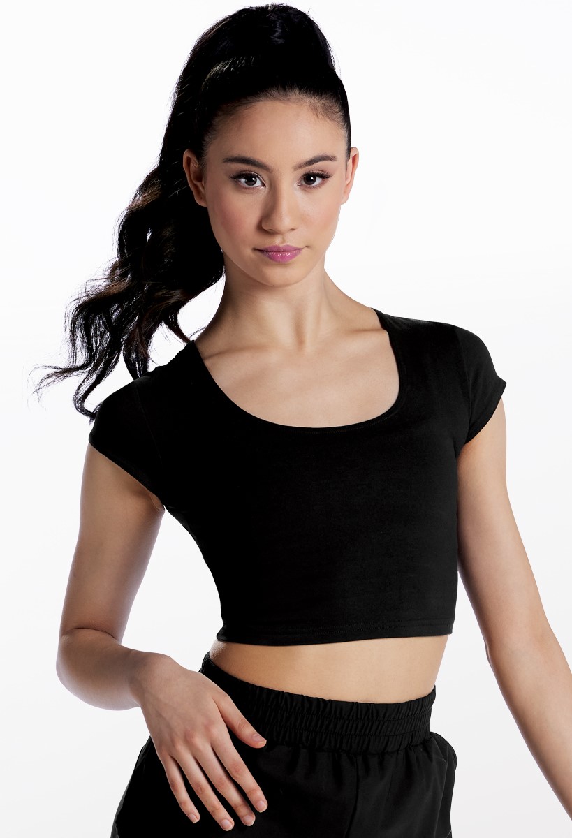 Cotton Scoop Neck Cropped T-Shirt | Weissman®