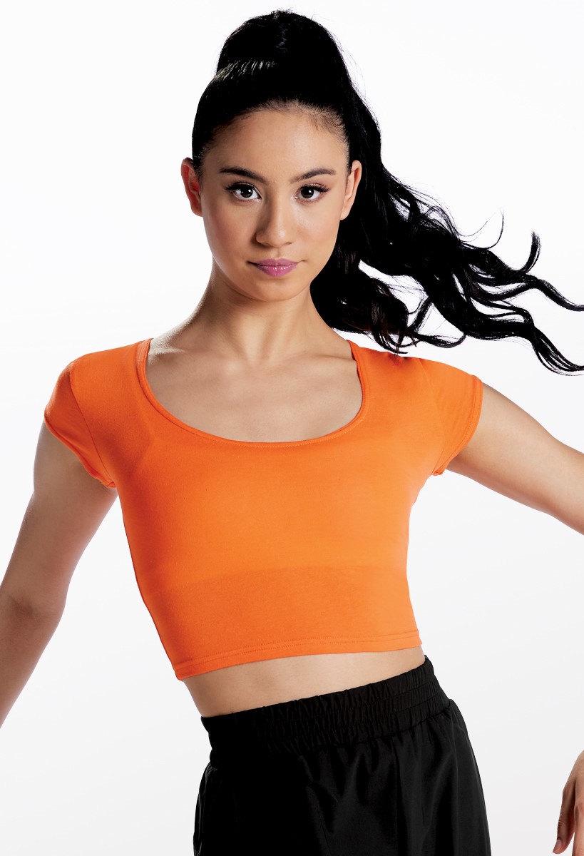 Cotton Scoop Neck Cropped T-Shirt | Weissman®