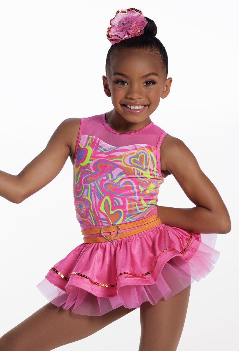 Weissman popular dance costume pink modest scallop dress Grow 13405 child XLC