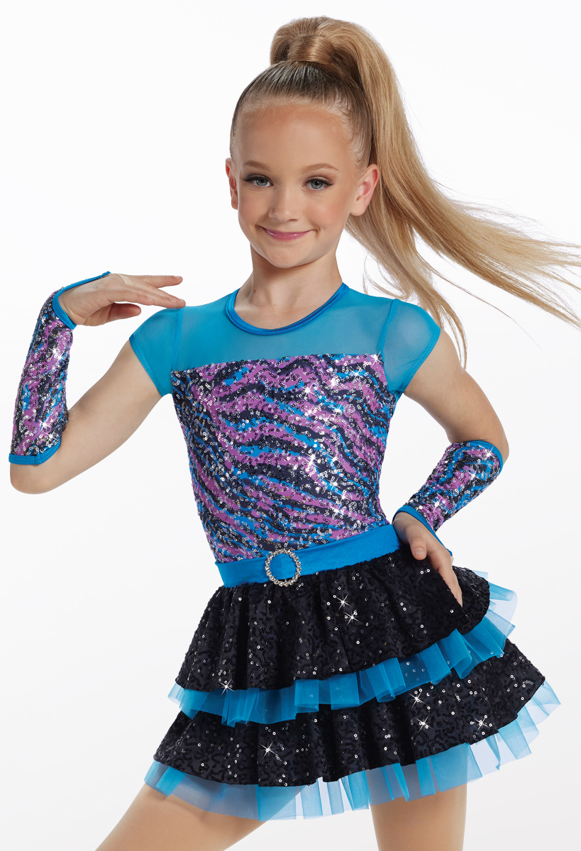 Weissman dance costume periwinkle blue offers asymmetrical skirt sequins LC child-L