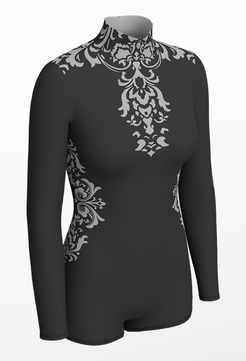 Damask Print Custom Mockneck Biketard | Weissman®