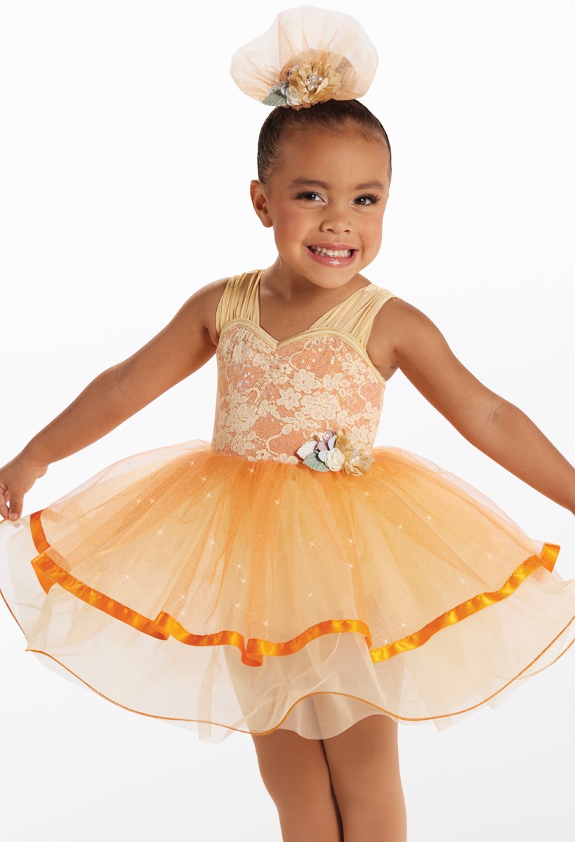 WEISSMAN Dance ballet lyrical brown tan lace costume sale tutu I Will Wait 10415 XL