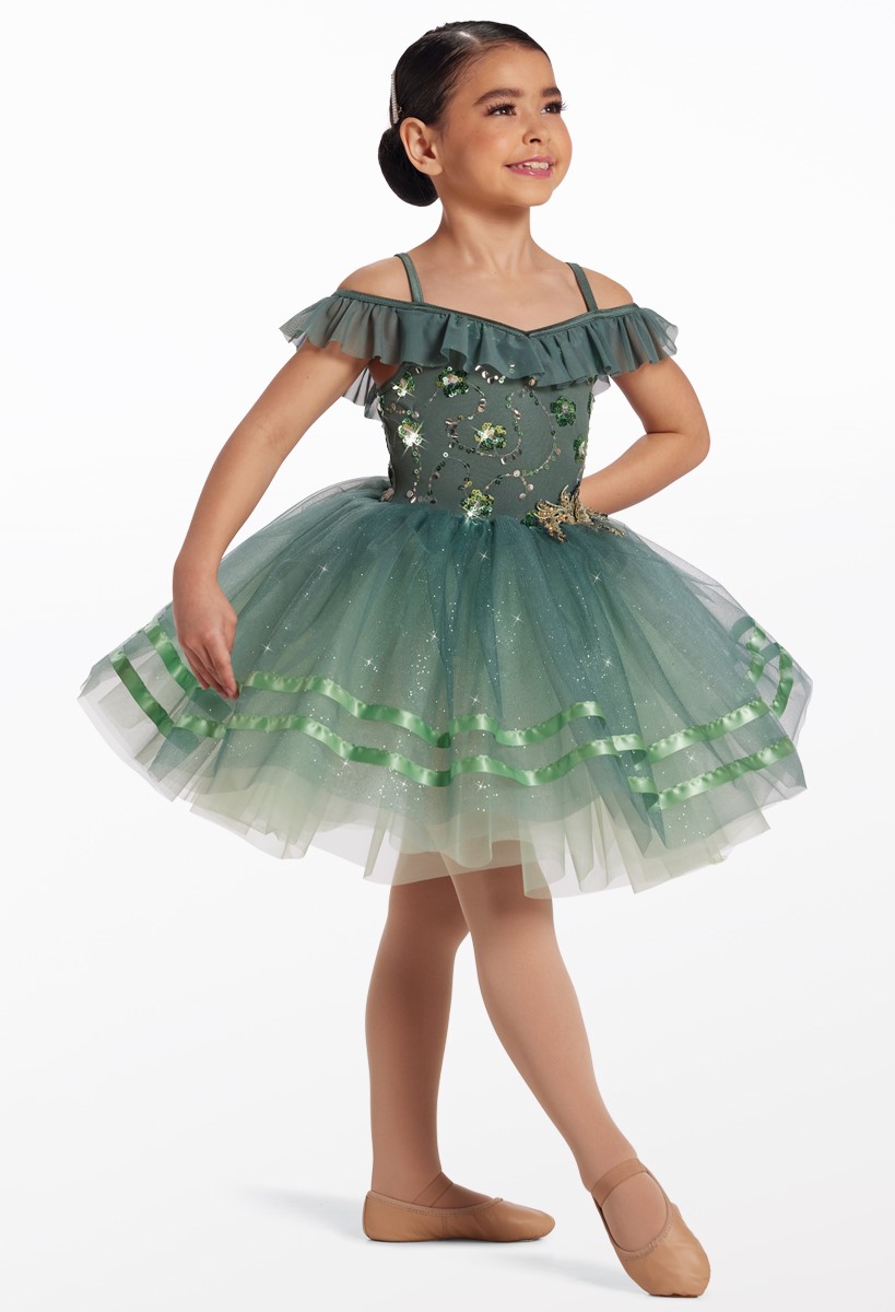 green emerald velvet dress Floral Applique Puffy Tulle Flower Girl Dress