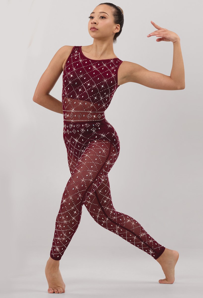 WEISSMAN STAMPEDE selling Dance Costume Unitard Style #12683 Fully Stoned